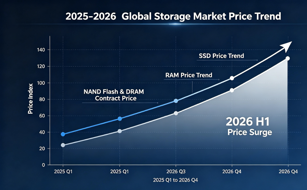 Analýza globálních cen úložišť 2026: Nárůst cen SSD a RAM, těsnost dodávek a strategie stabilní dodávky GUDGA