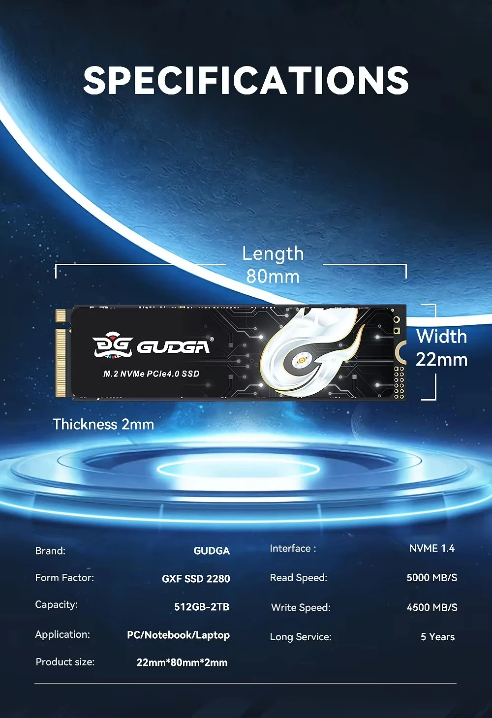 5000mb/s PCIE 4.0 NVme SSD